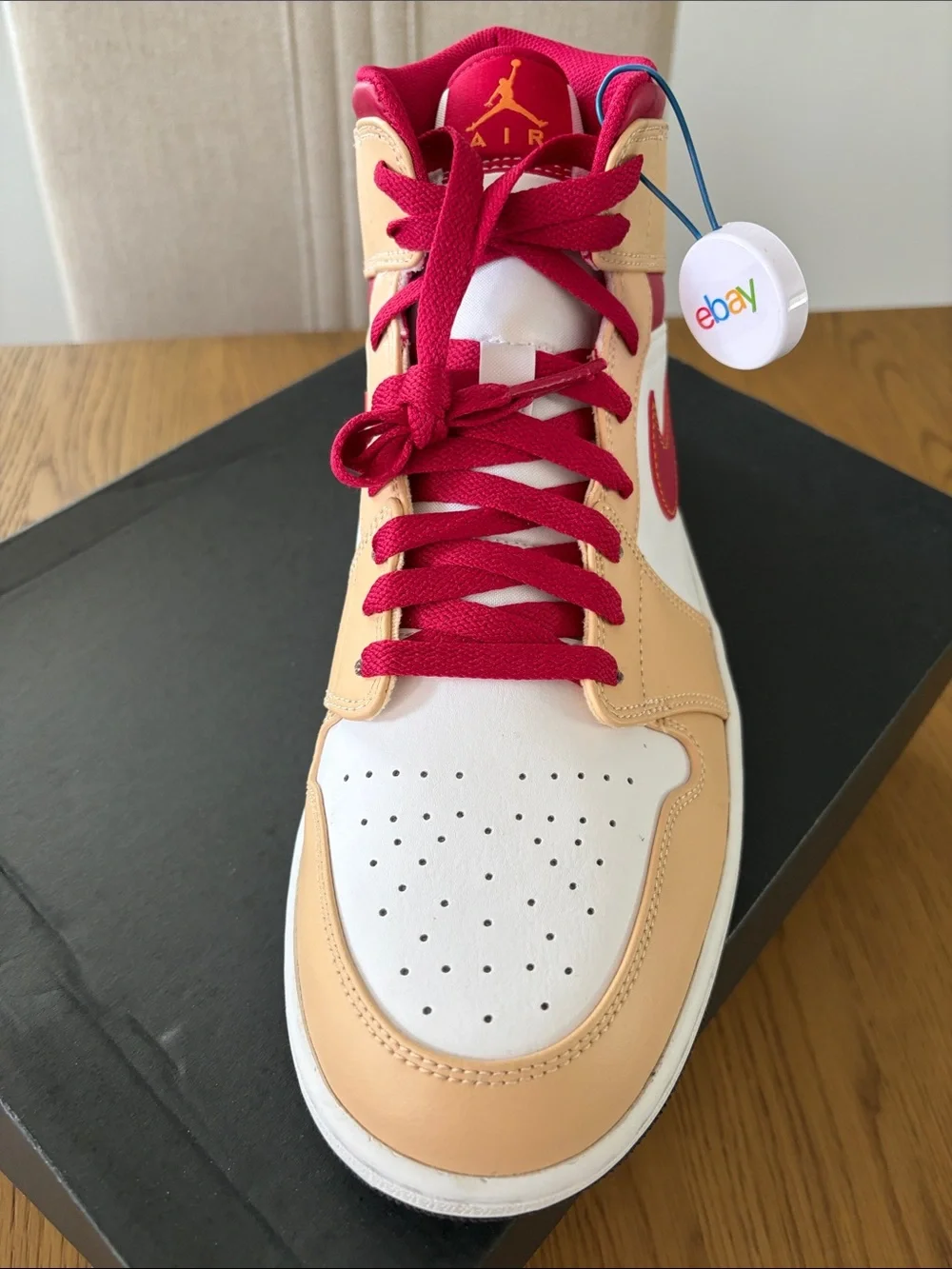 Air Jordan 1 Mid Light Curry Cardinal Red